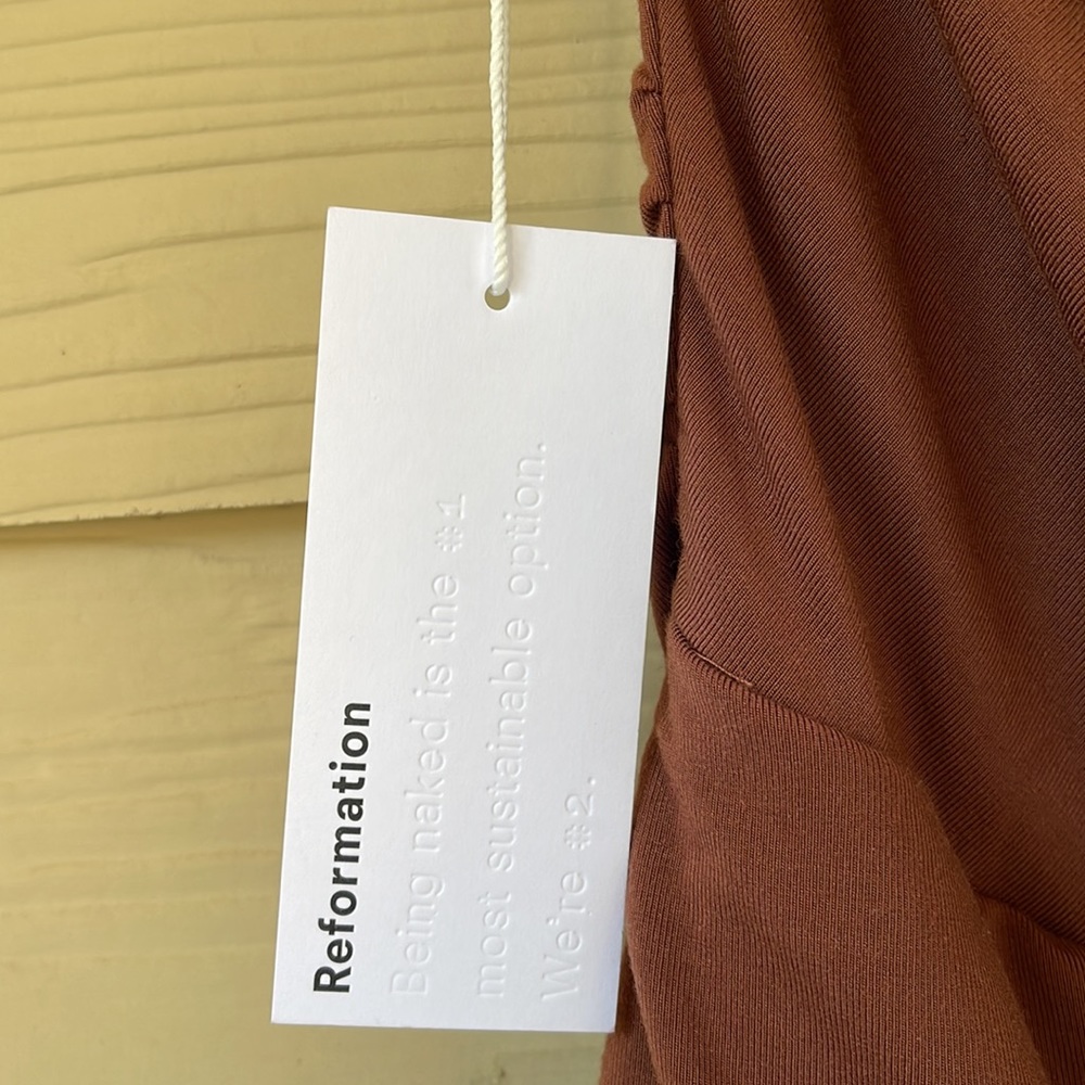 Reformation ‘Hex’ Knit Midi Slip Dress Chestnut Brown size XL - Picture 4 of 5